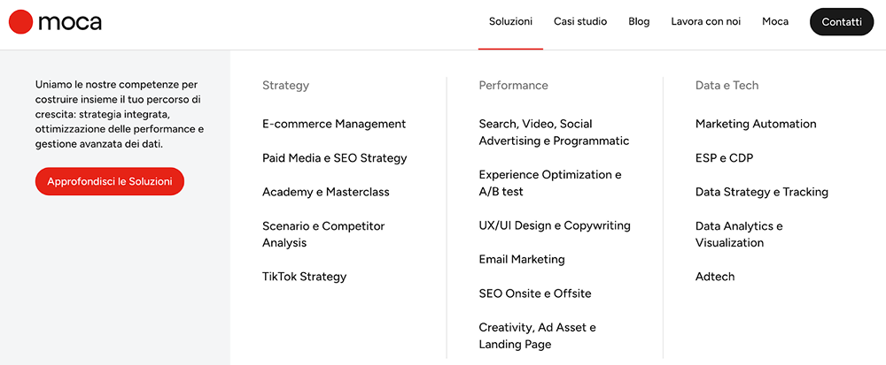 link interni, esempio di link nel menu di navigazione